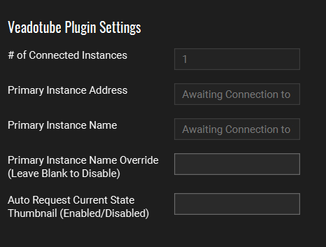 Screenshot of Veadotube Plugin Settings Panel in Touch Portal