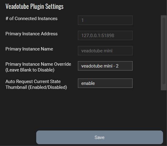 Screenshot of Touch Portal Plugin Screen with example settings